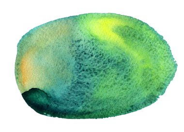 Suluboya el izole yeşil, turuncu ve sarı oval nokta çekilmiş. Raster illüstrasyon