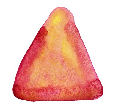 Suluboya el izole kırmızı, sarı ve turuncu üçgen nokta çekilmiş. Raster illüstrasyon