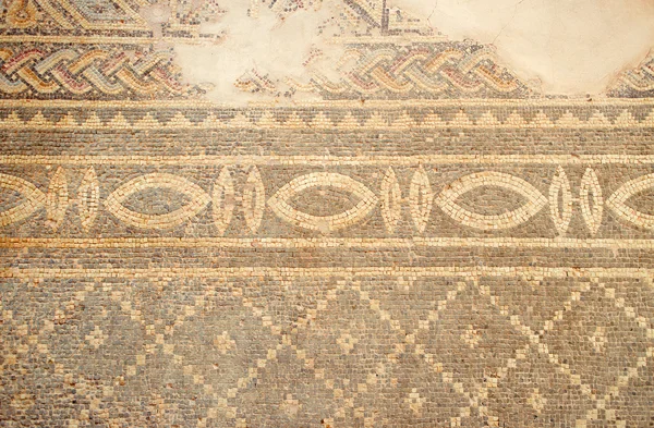 Antiguo piso de mosaico en el parque arqueológico de Phaphos, Chipre . — Foto de Stock