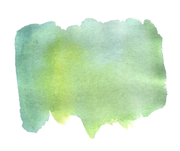 수채화 손으로 그려 고립된 녹색과 노란색 장소. 래스터 그림 — 스톡 사진