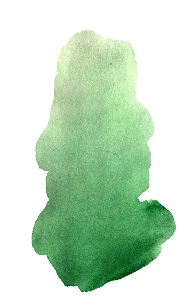 Акварель рука нарисована изолированным зеленым и желтым пятном. Растровая иллюстрация — стоковое фото
