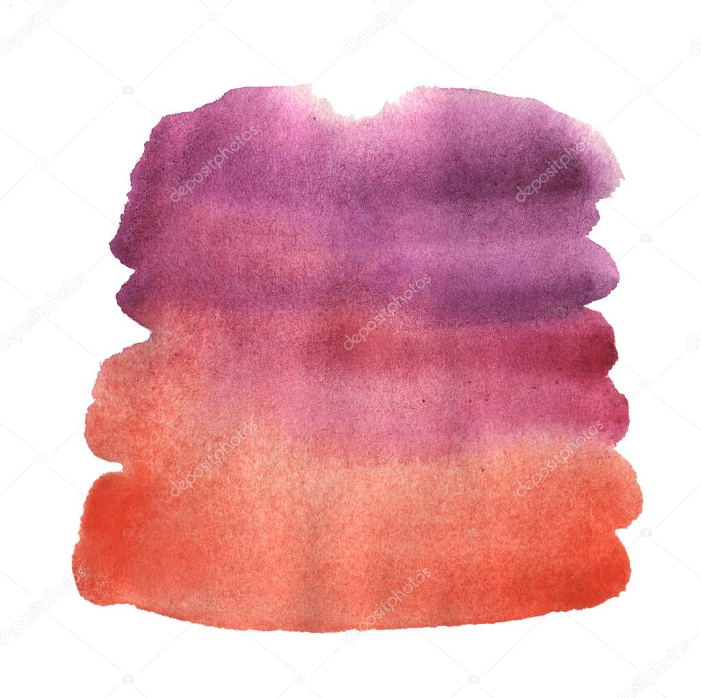 Watercolor hand drawn isolated red and orange spot. Raster illustration