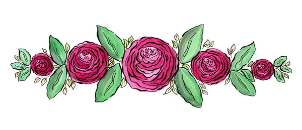 Hermosas rosas acuarela — Foto de Stock
