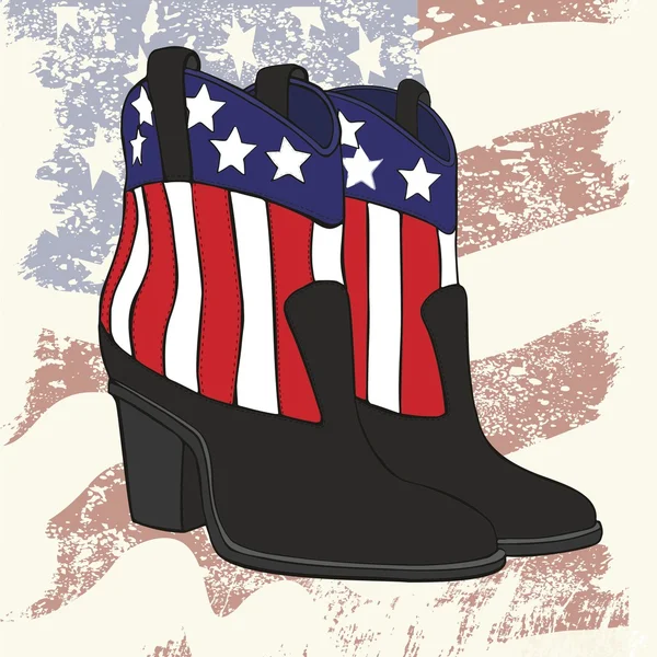 Zapatos de mujer de moda con bandera nacional de Estados Unidos de América — Vector de stock