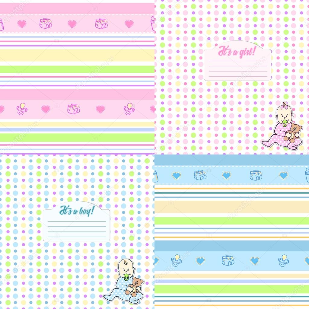 Set of four cute seamless pattern for babies