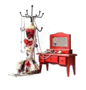 Vintage yansıtılmış tuvalet tabut Masası, manken takı için bir