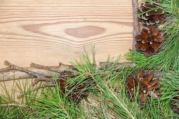 Navidad y Año Nuevo composición de la decoración en el backgrou de madera —  Fotos de Stock