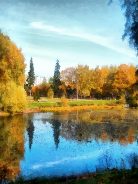 Aquarelle Couleurs vives de l'automne dans le parc — Photo