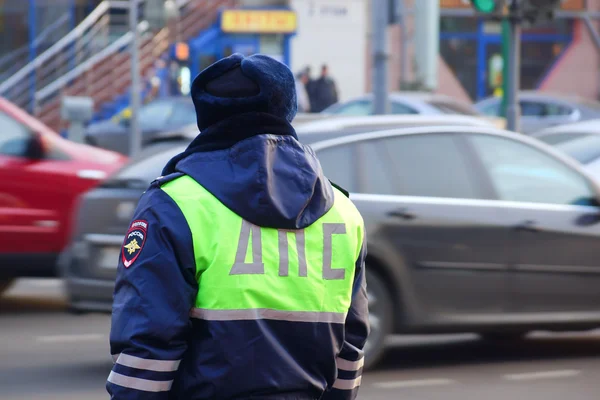 Russian officer patrol service at the post. — Stock Photo, Image