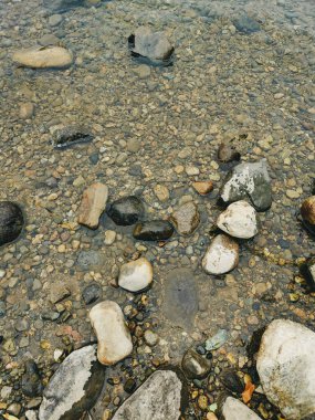 Taşlar ve kayalar suda.