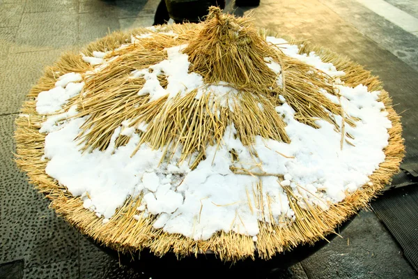 Birikmiş kar pirinç çeltik şapka