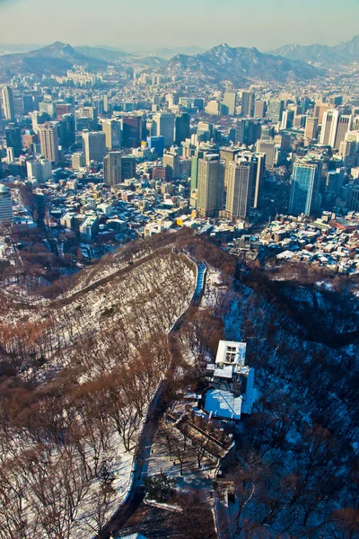 Panorama stadsbilden, Seoul, Sydkorea Stockfoto