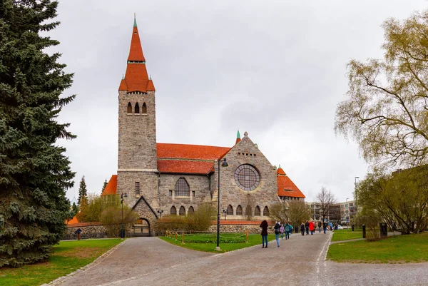 Středověká Tampere katedrála ve Finsku Finská Tampereen tuomiokirkko, Švédská Tammerfors domkyrka je kostel sv. Jana. Slavná památka byla postavena v letech 1902 až 1907 v národním romantickém stylu Royalty Free Stock Obrázky