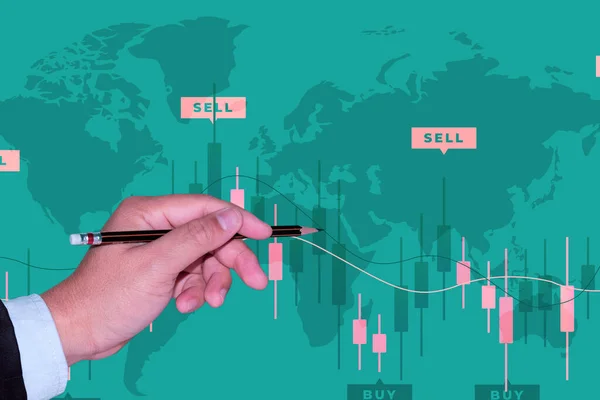  İş adamı veya tüccar büyüyen bir sanal hologram stoğu, ticaret, planlama ve stratejiye yatırım, borsa, iş büyümesi, ilerleme veya başarı konsepti gösteriyor.