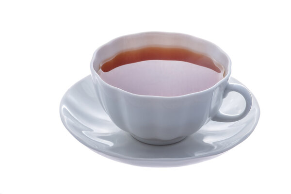White cup of tea on a saucer