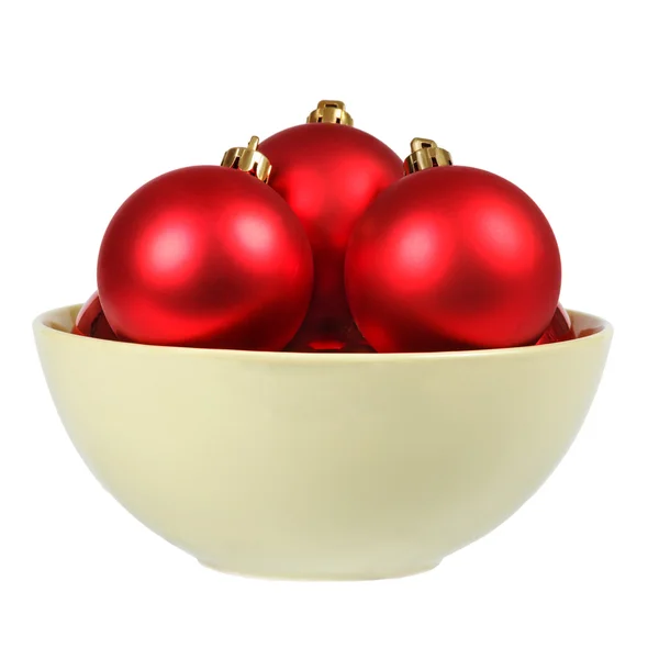 Molte palle di Natale su un piatto — Foto Stock