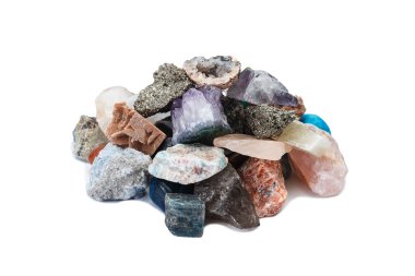 Taşlar, mineraller örnekleri küçük bir avuç