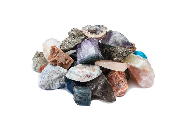 Taşlar, mineraller örnekleri küçük bir avuç