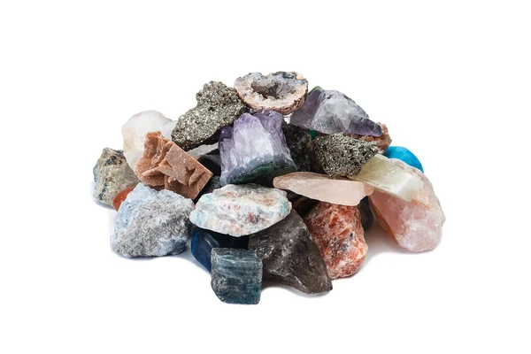 Um pequeno punhado de amostras de rochas, minerais Imagens Royalty-Free