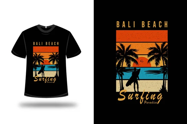 Tişört Bali Plaj Sörfü Cennet Rengi Turuncu Sarı — Stok Vektör