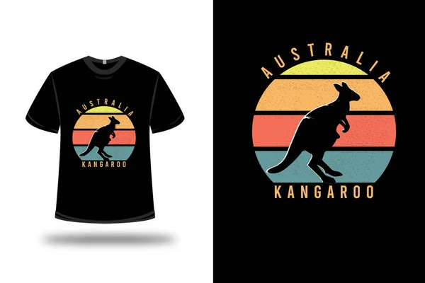 Shirt Australia Känguru Farbe Gelb Und Orange Grün — Stockvektor