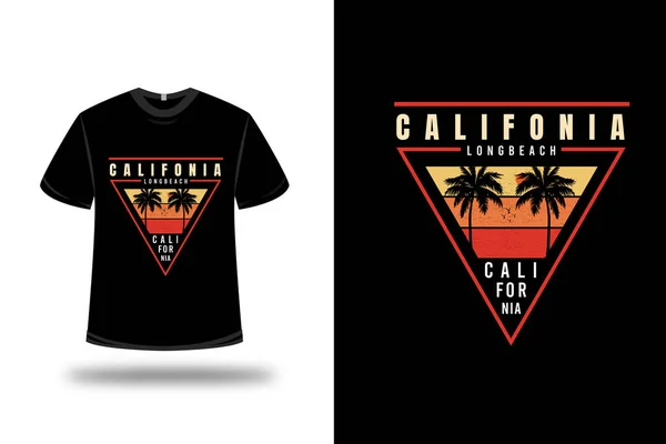 Shirt California Lange Strand Kleur Geel Oranje — Stockvector