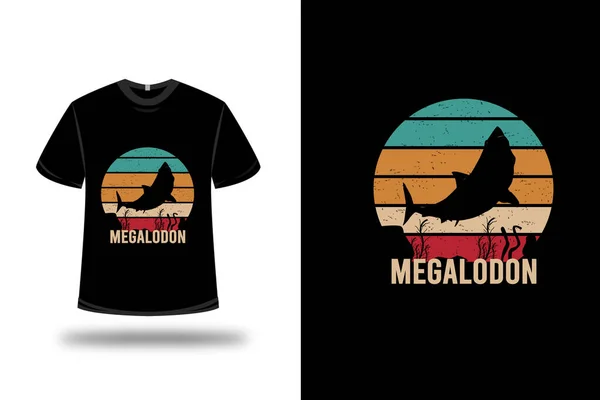 Shirt Megalodon Kleur Groen Geel Rood — Stockvector