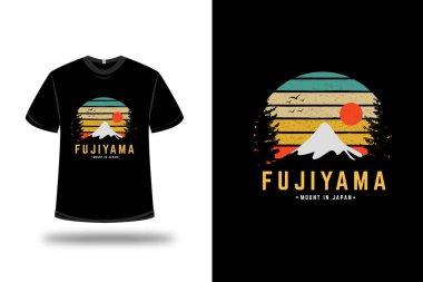 Fujiyama Mount japan tişörtü yeşil sarı ve turuncu