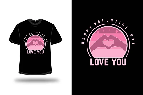 Camiseta Feliz Día San Valentín Amor Color Rosa — Vector de stock