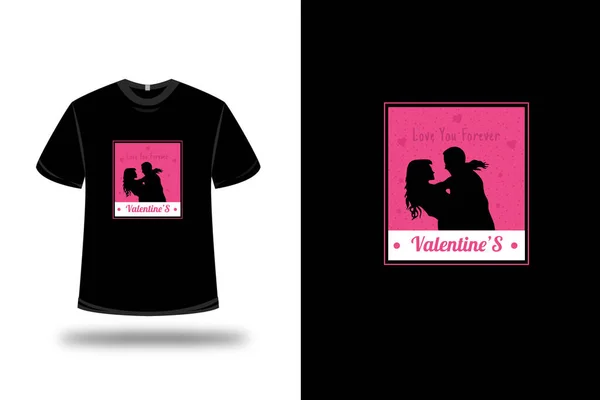 Camiseta Amo Para Siempre San Valentín Color Rosa Blanco — Vector de stock