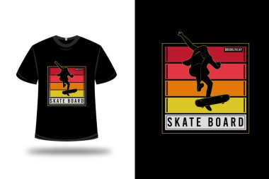 Tişört Brooklyn ny kaykay tahtası kırmızı turuncu ve beyaz