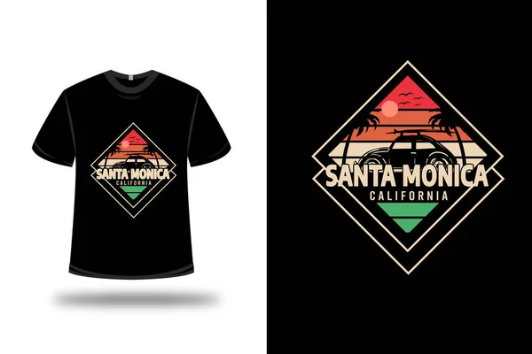 Santa Monica California tişörtü Turuncu ve yeşil açık kahverengi