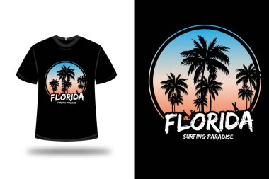 Tişört Florida Sörf Cenneti Mavi ve Turuncu