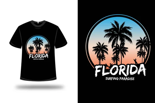 Tişört Florida Sörf Cenneti Mavi ve Turuncu