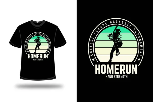 Shirt College Competitie Honkbal Toernooi Home Run Hand Kracht Kleur — Stockvector