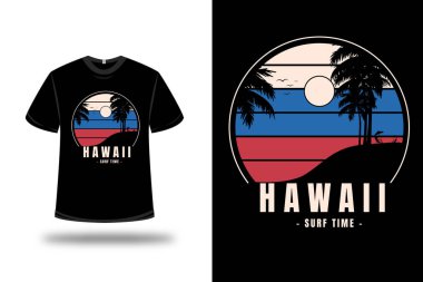 Tişört Hawaii Sörf Zamanı Krem mavi ve kırmızı