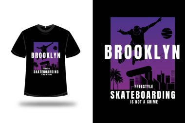 Tişört Broklyn serbest kaykay rengi mavi ve pembe