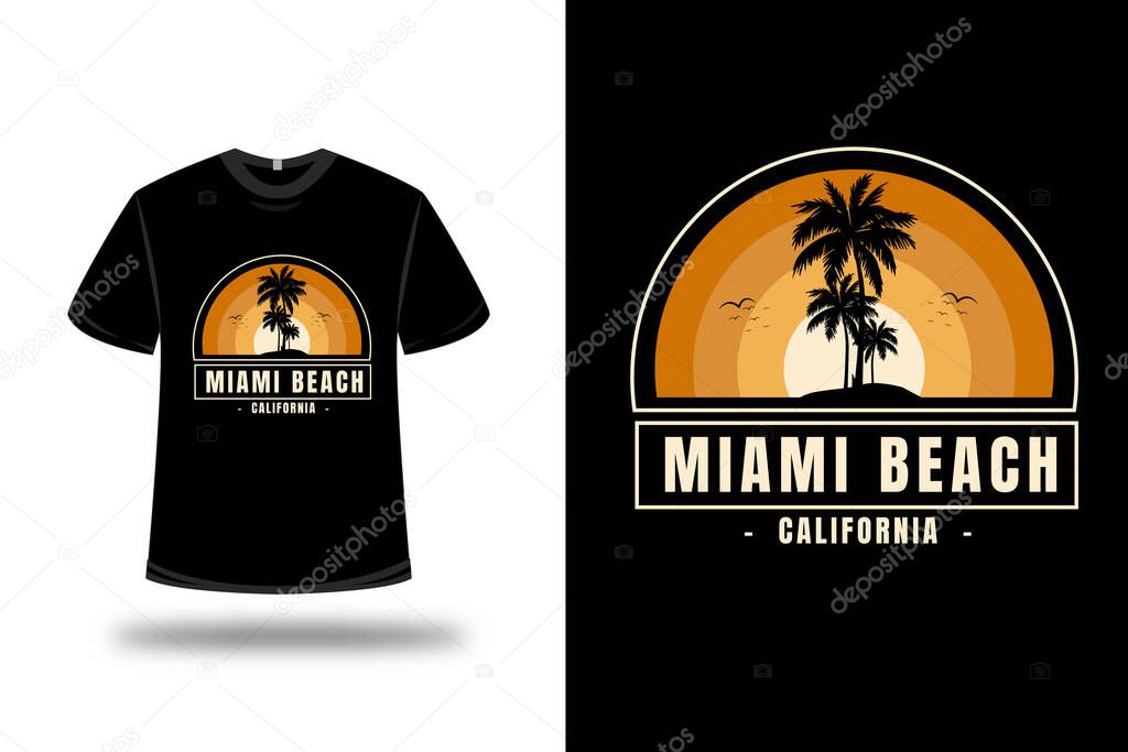 T-shirt miami beach California color orange gradient