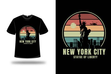Tişört New York Şehri Özgürlük Heykeli Turuncu sarı ve yeşil