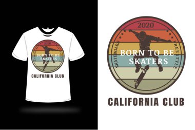 Tişört kaykayı patenci olmak için doğmuş turuncu ve kahverengi renkli.