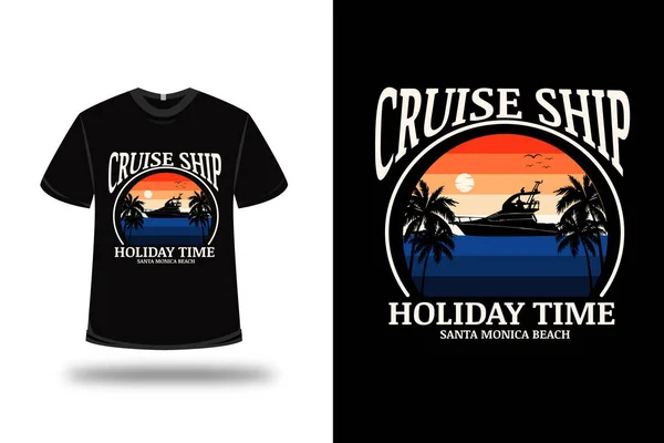 Shirt Cruise Schip Vakantie Tijd Kleur Oranje Blauw — Stockvector