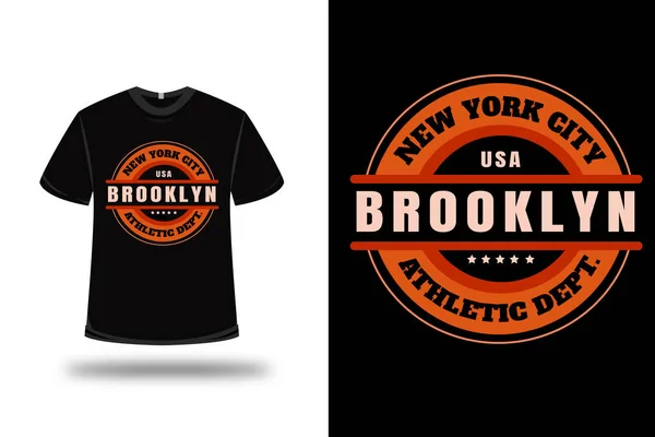 Shirt New York City Brooklyn Athletisch Tiefe Farbe Orange — Stockvektor