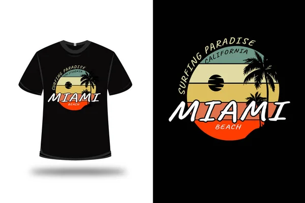Shirt Surf Paradis Miami Plage Couleur Vert Jaune Orange — Image vectorielle