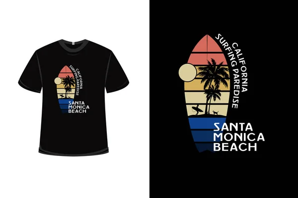 Tişört California tropik cennet Santa Monica plaj rengi turuncu krem ve mavi