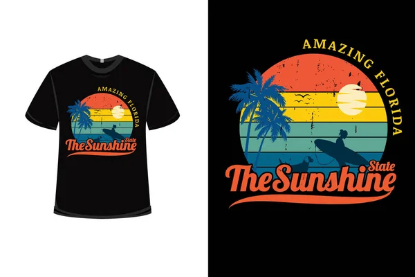 Tişört inanılmaz Florida güneş ışığı eyaleti turuncu, yeşil ve mavi