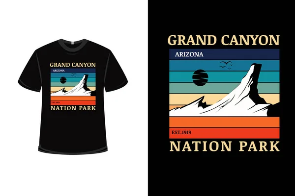 Shirt Grande Canyon Nação Parque Arizona Cor Laranja Verde Azul — Vetor de Stock