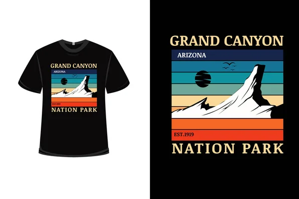 Camiseta Gran Cañón Nación Parque Arizona Color Naranja Verde Azul — Archivo Imágenes Vectoriales