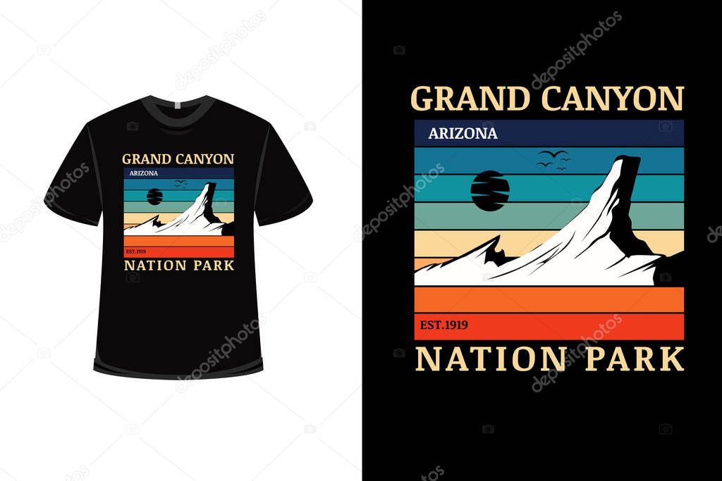 t-shirt grand canyon nation park arizona color orange green and blue