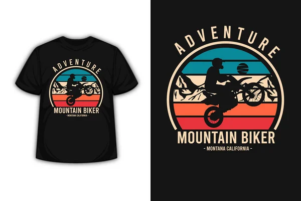 Shirt Abenteuer Mountainbiker Montana Kalifornien Farbe Orange Creme Und Grün — Stockvektor