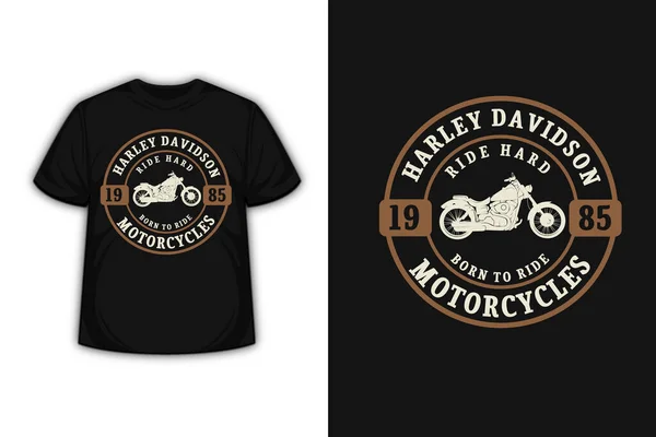 Camiseta Harley Davidson Motocicletas Color Crema Marrón — Vector de stock